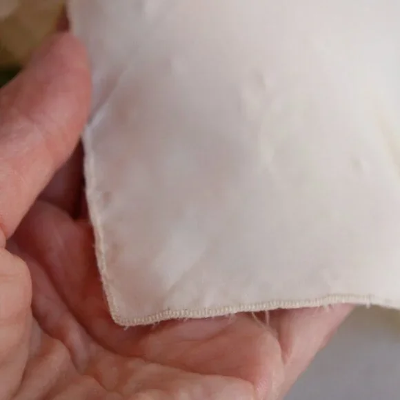 Vintage Ivory Handkerchief, Embroidered Rayon Hankie Pocket Square - Picture 7 of 10